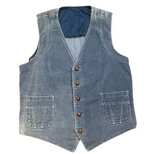 Vintage 70s Corduroy Vest Wooden Buttons